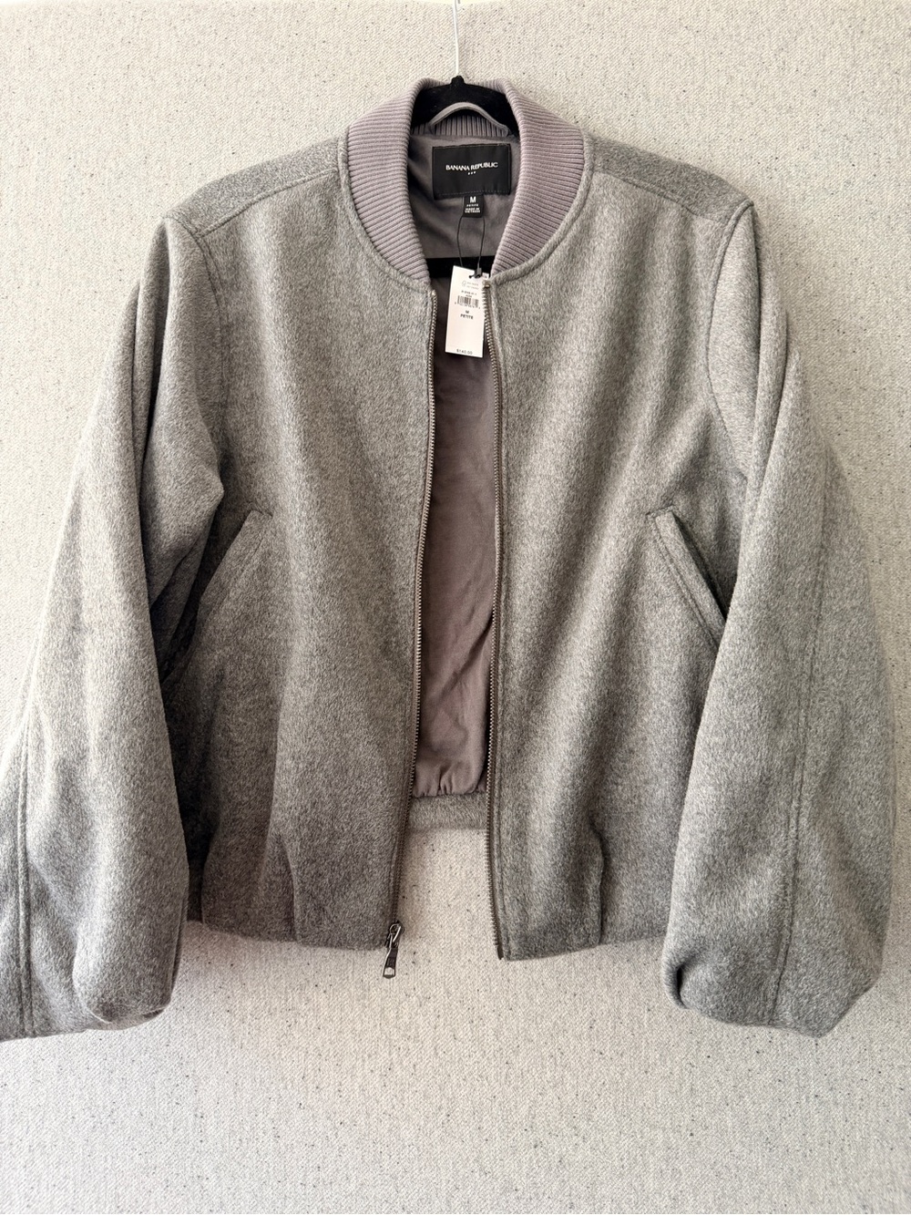 Banana Republic Light Gray BRUSHED BOMBER JACKET-NWT